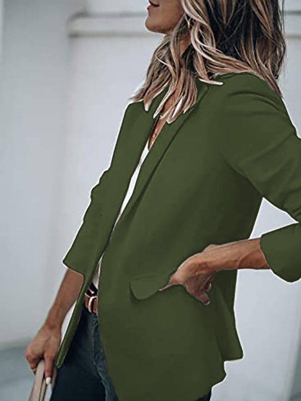 Blazers- Versatile Women's Notch Lapel Blazer: Casual to Office Wear- - Pekosa Women Clothing