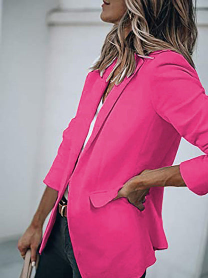 Blazers- Versatile Women's Notch Lapel Blazer: Casual to Office Wear- - Pekosa Women Clothing