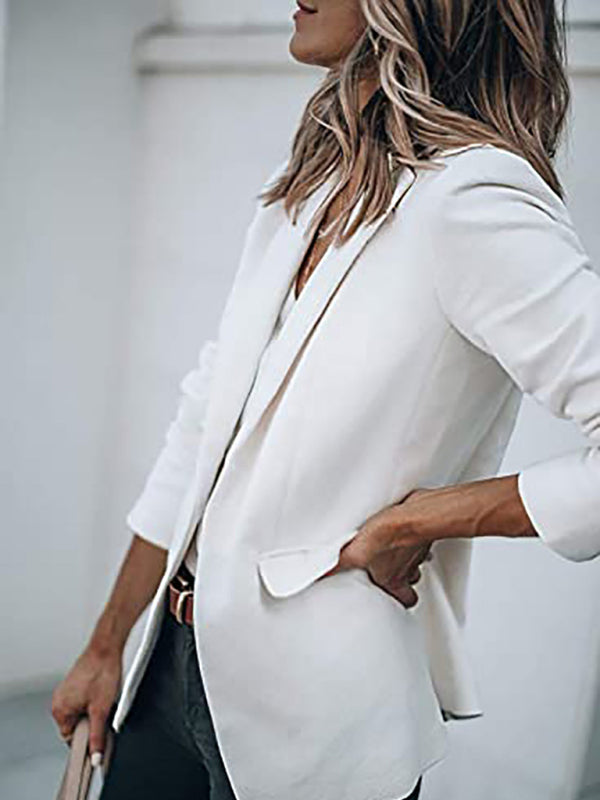 Blazers- Versatile Women's Notch Lapel Blazer: Casual to Office Wear- - Pekosa Women Clothing