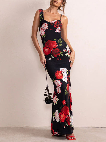 Bodycon Dresses- Elegant Solid Cowl Sleeveless Bodycon Mermaid Maxi Dress- - Pekosa Women Clothing