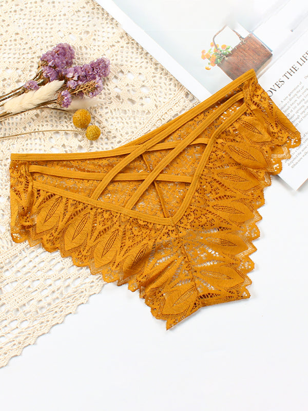 Briefs- Lace Women's Low-Waist Panty Briefs- - Pekosa Women Clothing