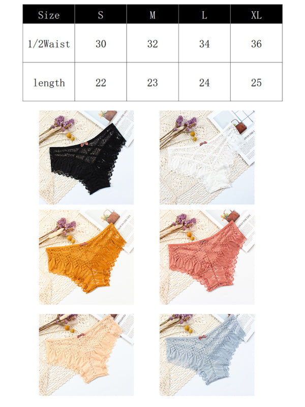 Briefs- Lace Women's Low-Waist Panty Briefs- - Pekosa Women Clothing