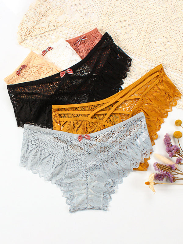 Briefs- Lace Women's Low-Waist Panty Briefs- - Pekosa Women Clothing