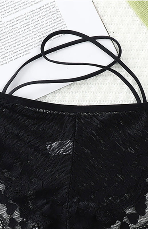 Briefs- Women's Floral Lace Low Waist Strappy Briefs - Panties- - Pekosa Women Clothing