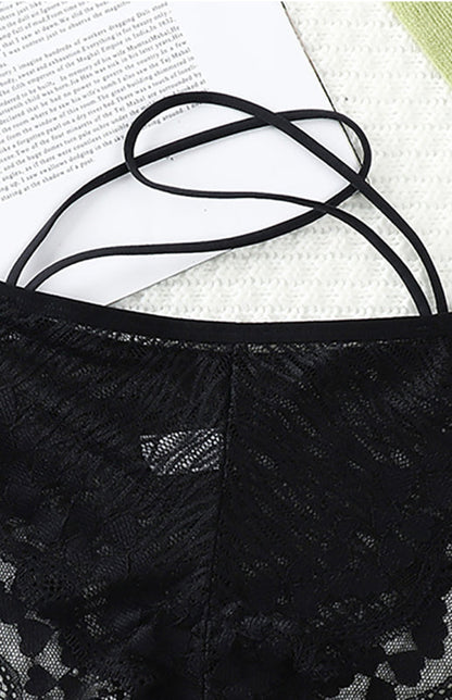 Briefs- Women's Floral Lace Low Waist Strappy Briefs - Panties- - Pekosa Women Clothing