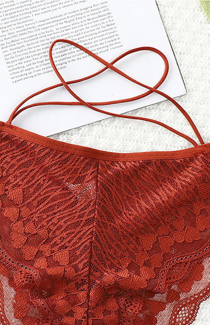 Briefs- Women's Floral Lace Low Waist Strappy Briefs - Panties- - Pekosa Women Clothing