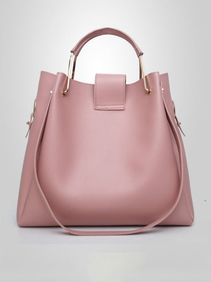 Bucket Bags- Faux Leather 3-Piece Handbags - Bucket Bag, Messenger, and Clutch- - Pekosa Women Clothing