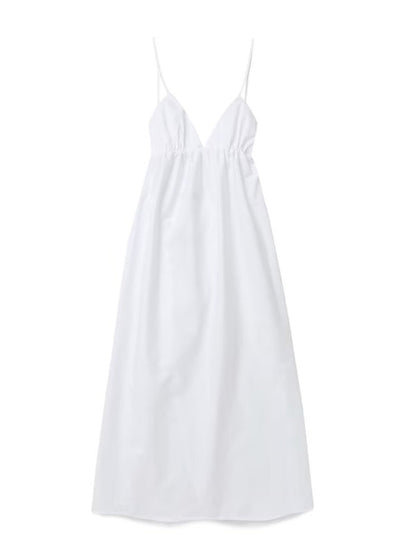 Cami Dresses- Essential Summer Cotton Cami Backless Maxi Dress- - Pekosa Women Clothing