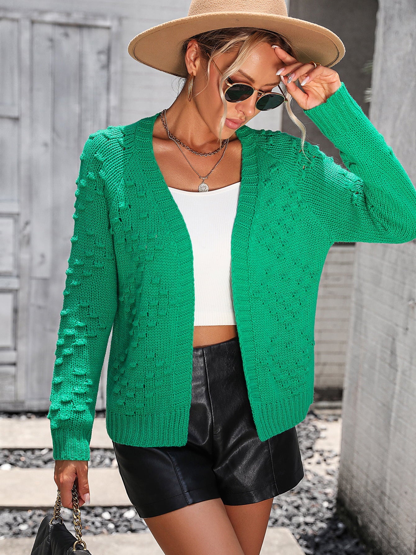 Cardigans- Casual Chic: Women's Knit Cardigan - Sweater with Embroidery- - Pekosa Women Clothing