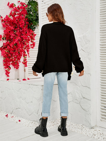 Cardigans- Floral Knitted Sweater Cardigan- - Pekosa Women Clothing