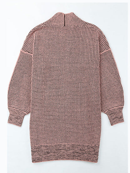 Cardigans- Heathered Knit Mid-Length Open Front Sweater | Duster Cardigan- - Pekosa Women Clothing