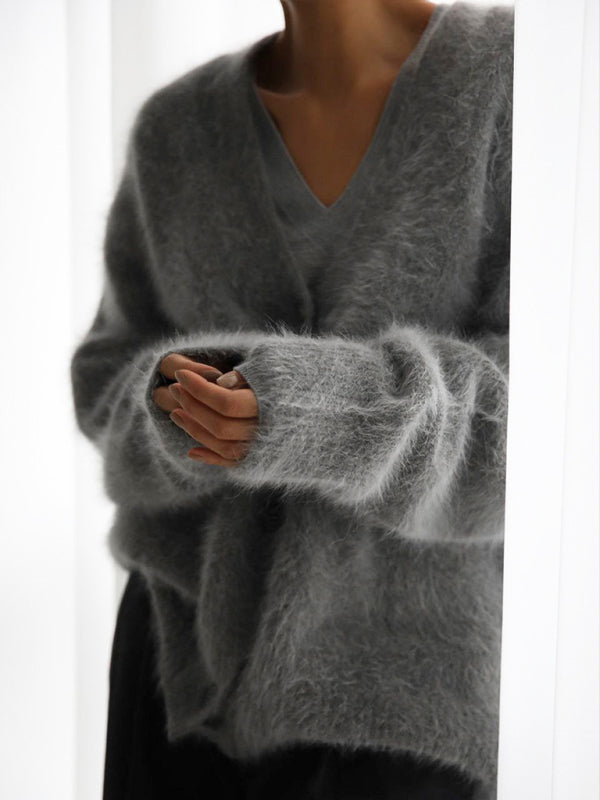Cardigans- Soft Fluffy Cardigan | Winter Fuzzy Button-Up Sweater- - Pekosa Women Clothing