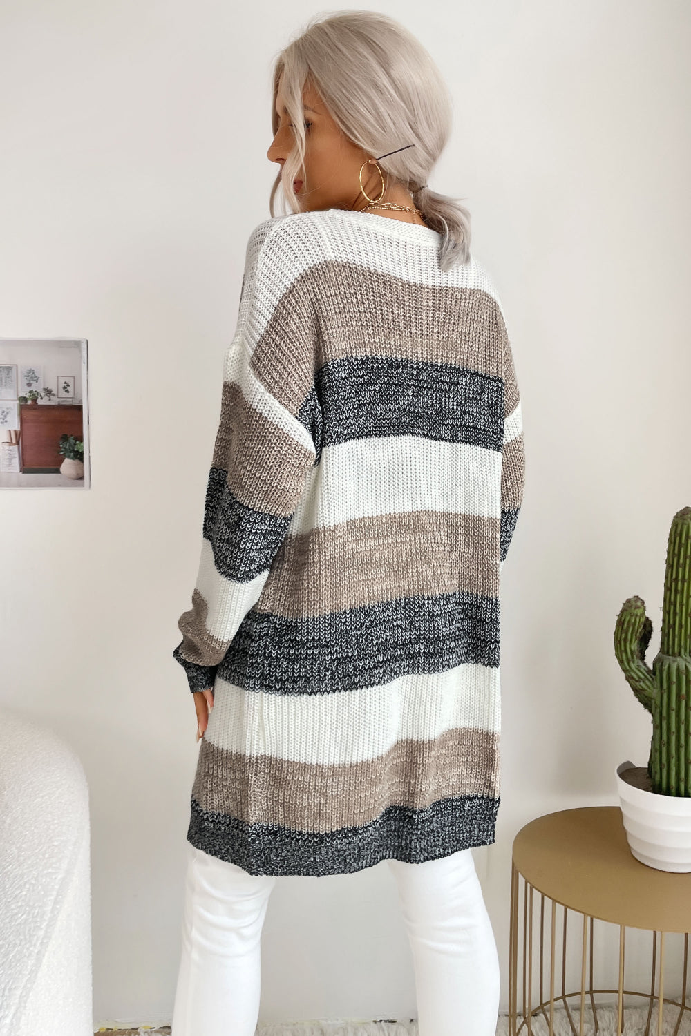 Cardigans- Trendy Buttonless Cardigan - Women's Winter Knitted Sweater Jacket- - Pekosa Women Clothing