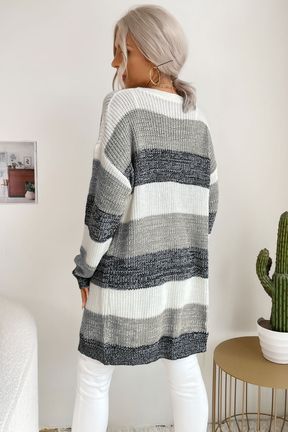 Cardigans- Trendy Buttonless Cardigan - Women's Winter Knitted Sweater Jacket- - Pekosa Women Clothing