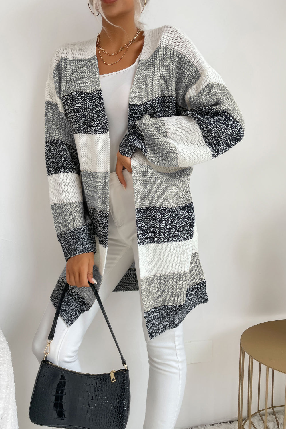 Cardigans- Trendy Buttonless Cardigan - Women's Winter Knitted Sweater Jacket- - Pekosa Women Clothing