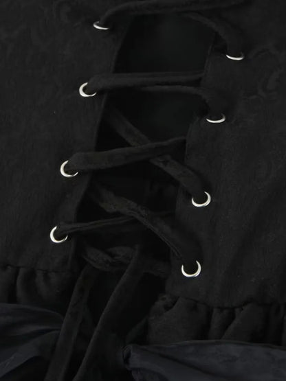 Corsets- Jacquard Corset Lace-Up Back Off Shoulder Tube Top- - Pekosa Women Clothing