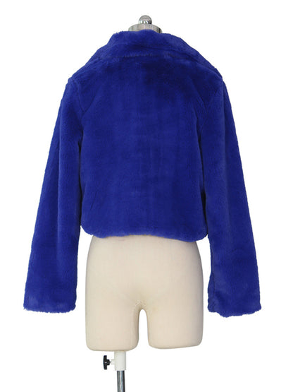 Crop Jackets- Cozy Open Front Crop Plush Jacket for Every Event- - Pekosa Women Clothing