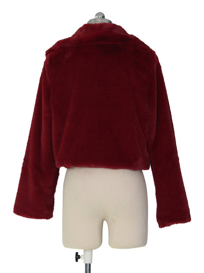 Crop Jackets- Cozy Open Front Crop Plush Jacket for Every Event- - Pekosa Women Clothing
