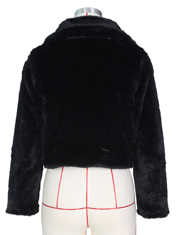 Crop Jackets- Cozy Open Front Crop Plush Jacket for Every Event- - Pekosa Women Clothing