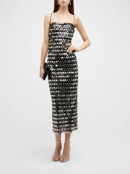 Elegant Dresses- Evening Sequined Wedding Guest Long Dress- Black- Pekosa Women Clothing