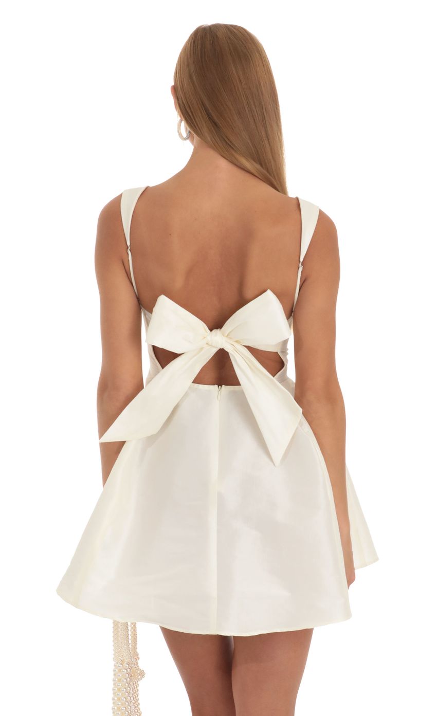 Flowy Dresses- Elegant Silky Bowknot Back Fit & Flare Mini Dress- - Pekosa Women Clothing