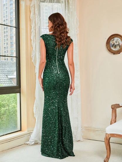 Gown Dresses- Sparkly Wedding Guest Mermaid Sweetheart Prom Gown Dress- - Pekosa Women Clothing
