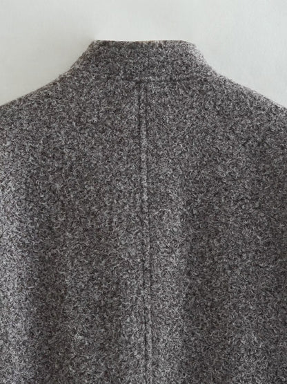 Jackets- Oversized Wool Outerwear | Stand Collar Wool Jacket- - Pekosa Women Clothing
