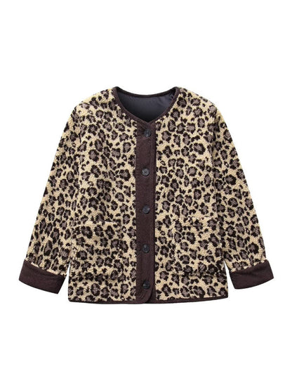 Jackets- Warmer Cozy Animal Print Button-Up Jacket- - Pekosa Women Clothing