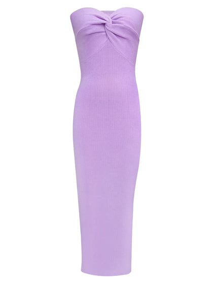Knit Dresses- Mermaid Look with Strapless Tube Knit Maxi Dress- - Pekosa Women Clothing