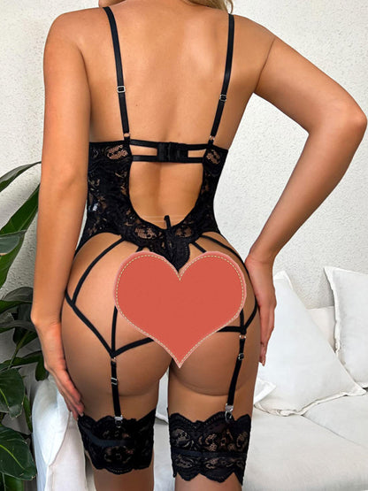 Lingerie- Bodysuit Lingerie with Built-in Garter Belt- - Pekosa Women Clothing