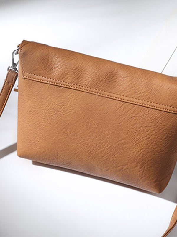 Messenger Bags- Faux Leather Fringe Messenger Bag - Envelope Purse- - Pekosa Women Clothing