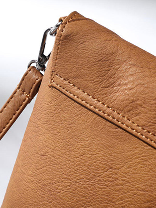 Messenger Bags- Faux Leather Fringe Messenger Bag - Envelope Purse- - Pekosa Women Clothing