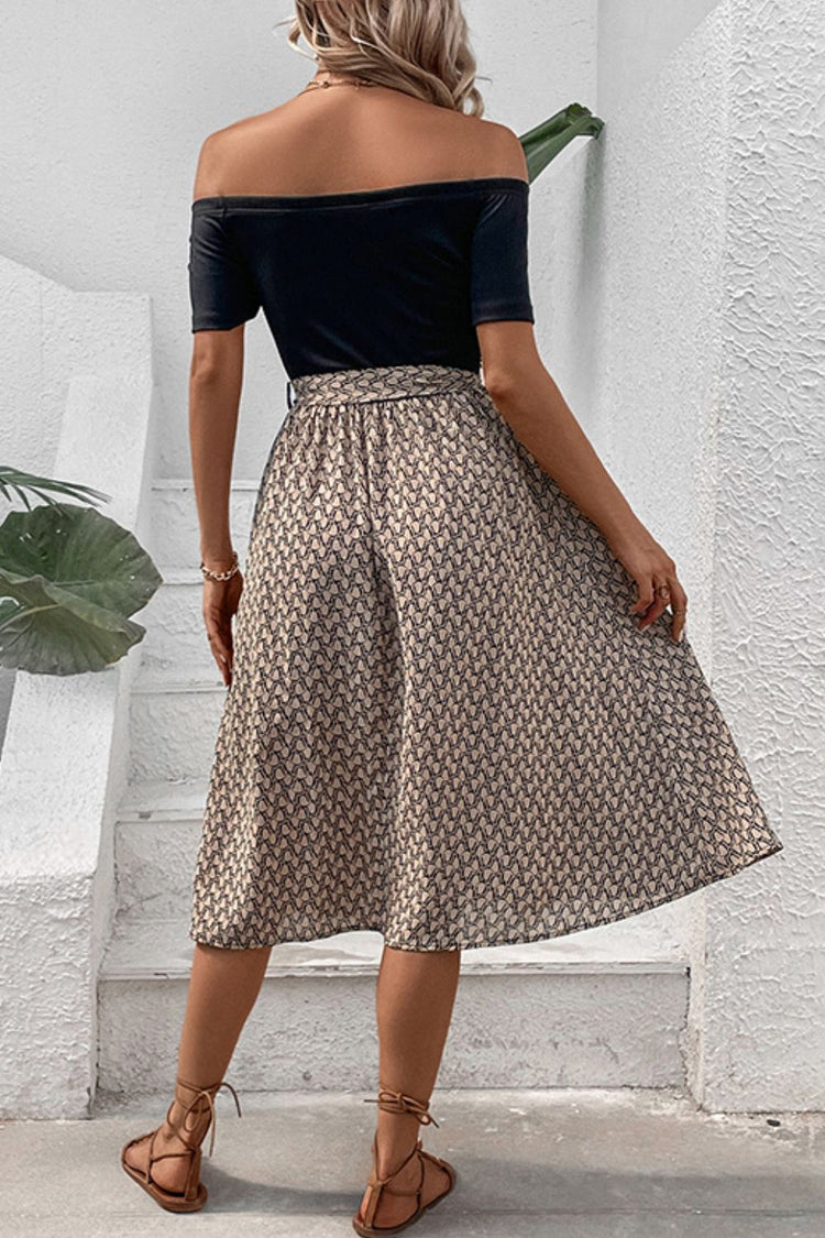 Midi Dresses- Versatile Women's Off-Shoulder Tie Belt Midi Dress - Your Go-To Choice- - Pekosa Women Clothing