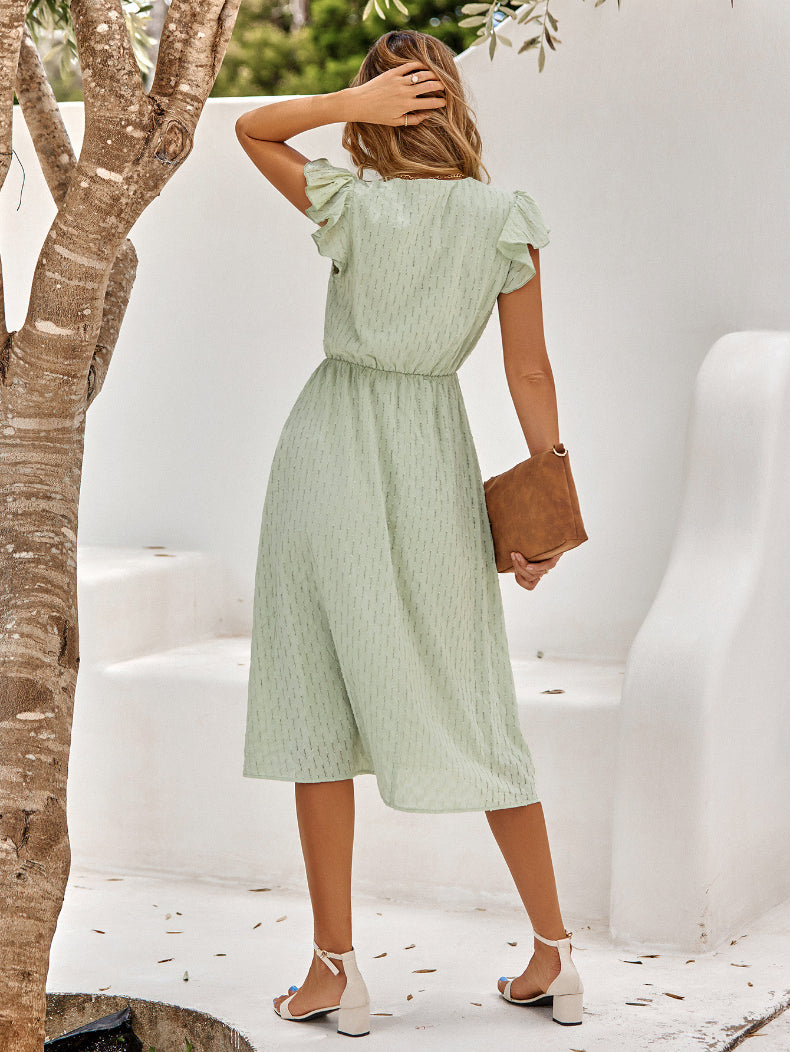 Midi dress- Ageless Beauty Midi Dress: Solid Color, High Waist- - Pekosa Women Clothing
