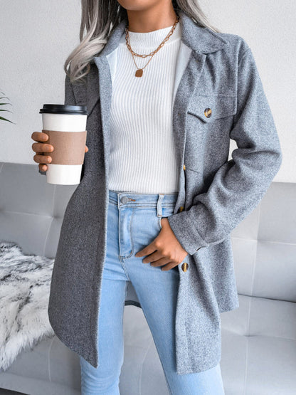 Overcoats- Plush Wool Overcoat - Long Belted Jacket- - Pekosa Women Clothing