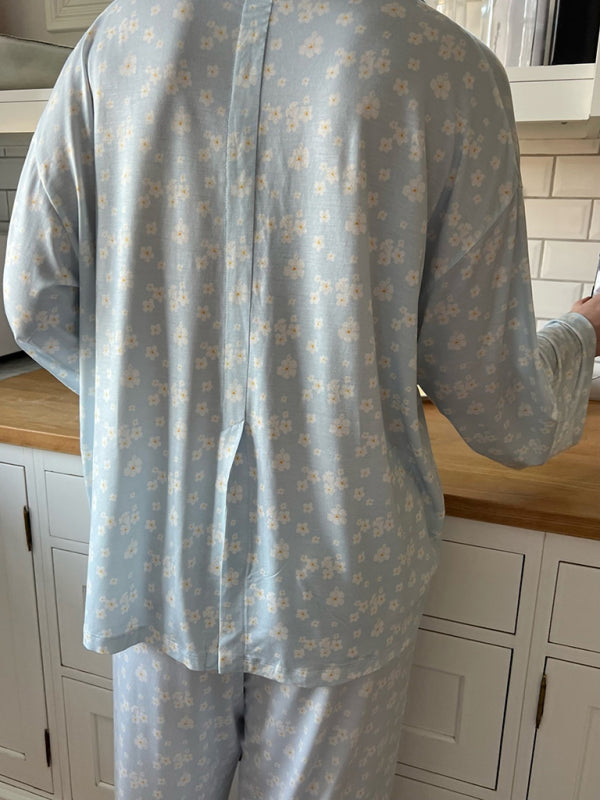 Pajama Set- Fruity Print Pajamas Oversized Set Long Sleeve Shirt and Pants- - Pekosa Women Clothing