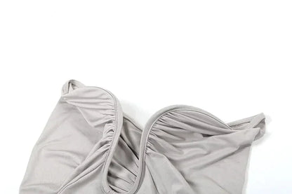 Party Dresses- Classy Cocktail Strapless Plunge Ruched Maxi Dress in a Draped Design- - Pekosa Women Fashion