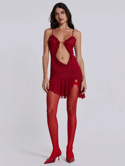 Party Dresses- Runway-Inspired See-Through Cutout Mini Dress - Be the Star of the Show- - Pekosa Women Fashion