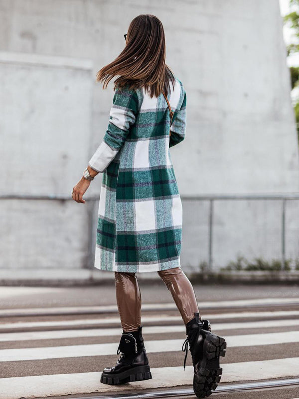 Pea Coats- Wool-Blend Notch Lapel Wool-Blend Pea Coat- - Pekosa Women Clothing