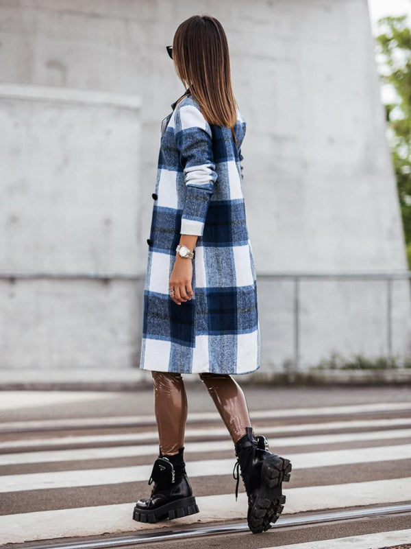 Pea Coats- Wool-Blend Notch Lapel Wool-Blend Pea Coat- - Pekosa Women Clothing