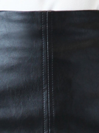 Pencil Skirt- Faux Leather Fitted Midi Skirt- - Pekosa Women Clothing