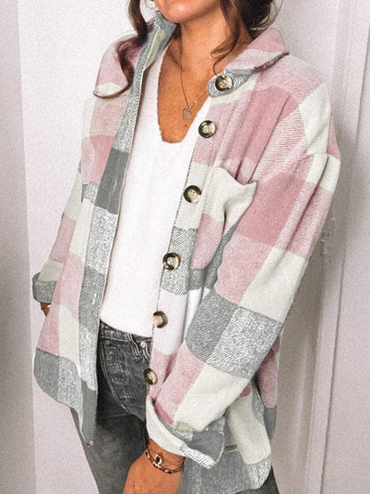 Plaid Jackets- Fall- Winter Plaid Jacket - Shirt Shacket- - Pekosa Women Clothing