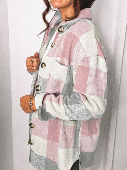 Plaid Jackets- Fall- Winter Plaid Jacket - Shirt Shacket- - Pekosa Women Clothing