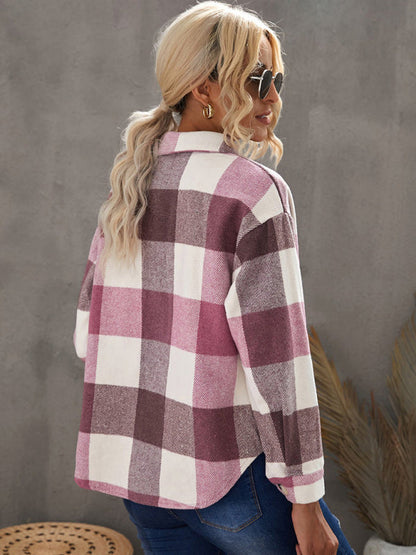 Plaid Jackets- Fall- Winter Plaid Jacket - Shirt Shacket- - Pekosa Women Clothing