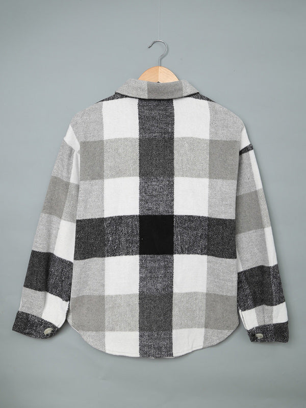 Plaid Jackets- Fall- Winter Plaid Jacket - Shirt Shacket- - Pekosa Women Clothing