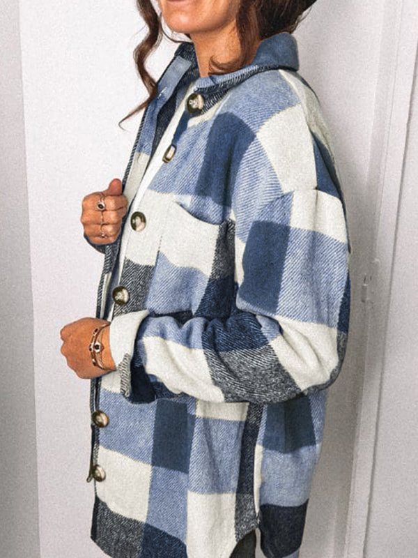 Plaid Jackets- Fall- Winter Plaid Jacket - Shirt Shacket- - Pekosa Women Clothing