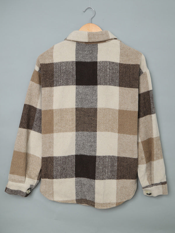 Plaid Jackets- Fall- Winter Plaid Jacket - Shirt Shacket- - Pekosa Women Clothing