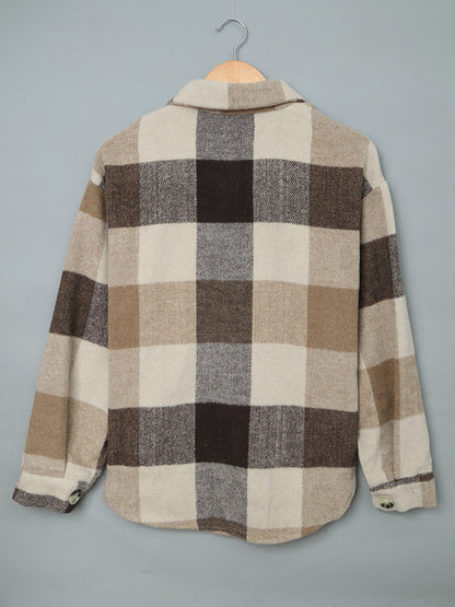 Plaid Jackets- Fall- Winter Plaid Jacket - Shirt Shacket- - Pekosa Women Clothing