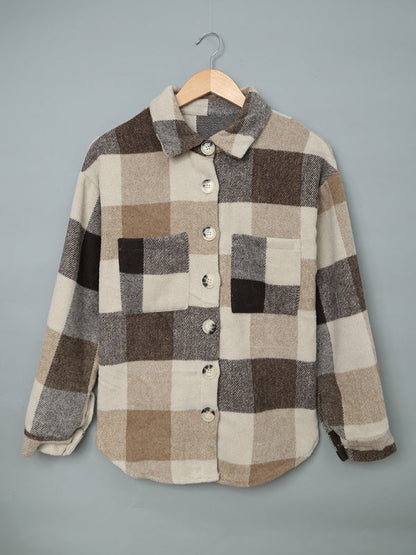 Plaid Jackets- Fall- Winter Plaid Jacket - Shirt Shacket- - Pekosa Women Clothing
