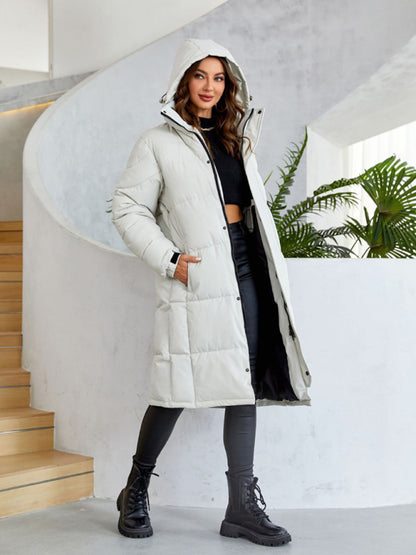Puffer Windbreaker- Hooded Thickened Puffer Coat Windbreaker for Cold Climates- - Pekosa Women Clothing